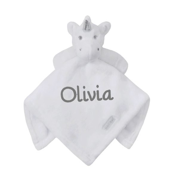 Personalised Baby Fleece White Unicorn Comforter Soft Novelty Gift