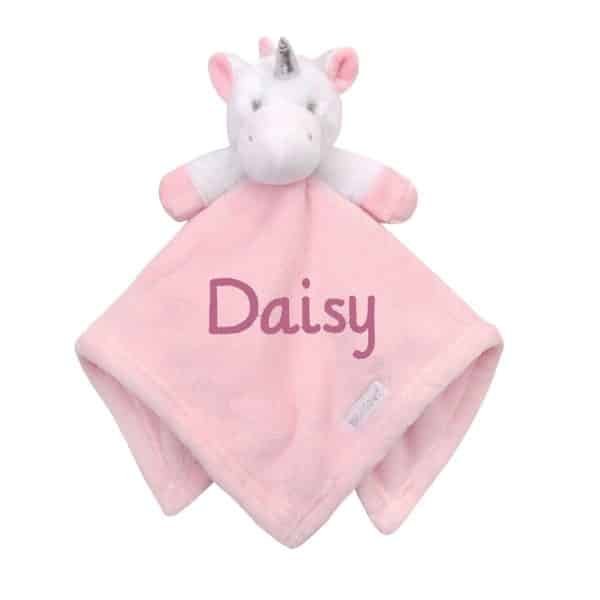 Personalised Baby Fleece Pink Unicorn Comforter Soft Novelty Gift