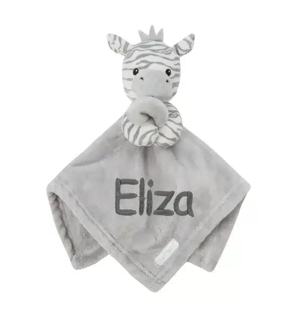 Personalised Baby Fleece Zebra Comforter Soft Novelty Gift