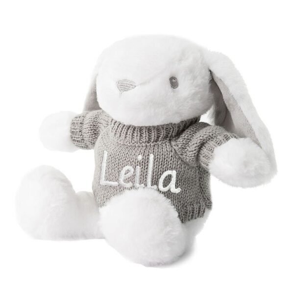 Personalised Baby White Bunny Bear Soft Fleece Novelty Gift