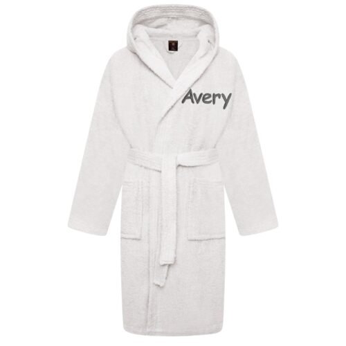 Personalised Bathrobe Kids Dressing Gown 100% Cotton Hooded Perfect Gift