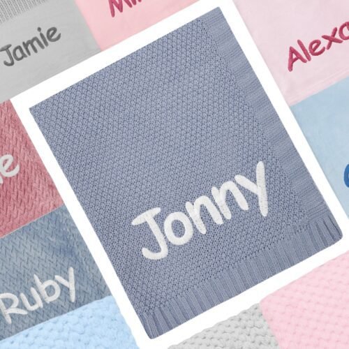 Personalised Baby Knit Blanket Cosy Perfect Gift