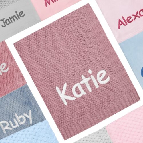 Personalised Baby Knit Blanket Cosy Perfect Gift