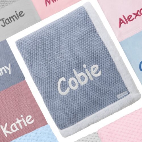 Personalised Baby Knit Blanket Cosy Perfect Gift