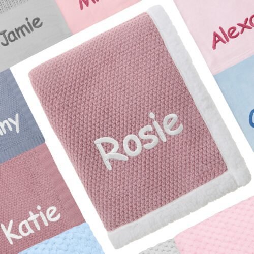 Personalised Baby Knit Blanket Cosy Perfect Gift