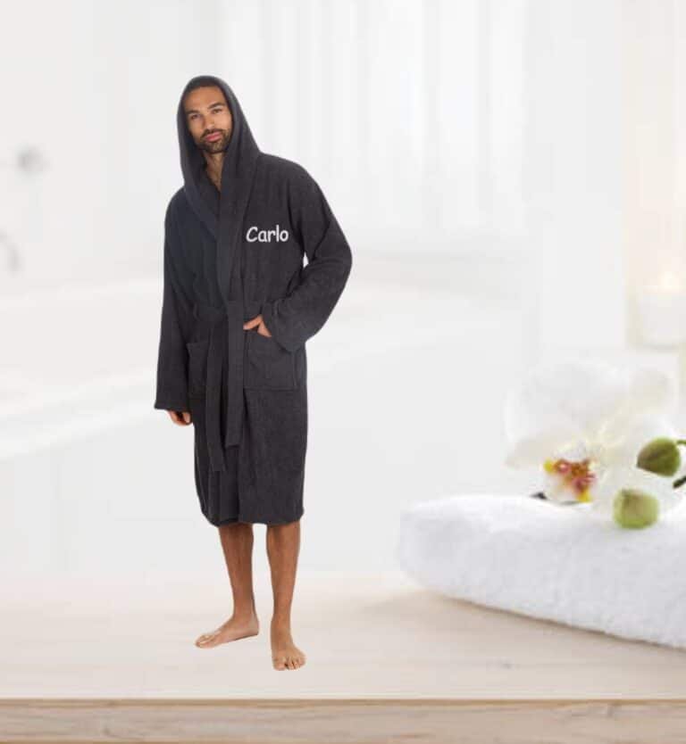 Personalised Adult Bathrobe 100% Cotton Hooded Perfect Gift