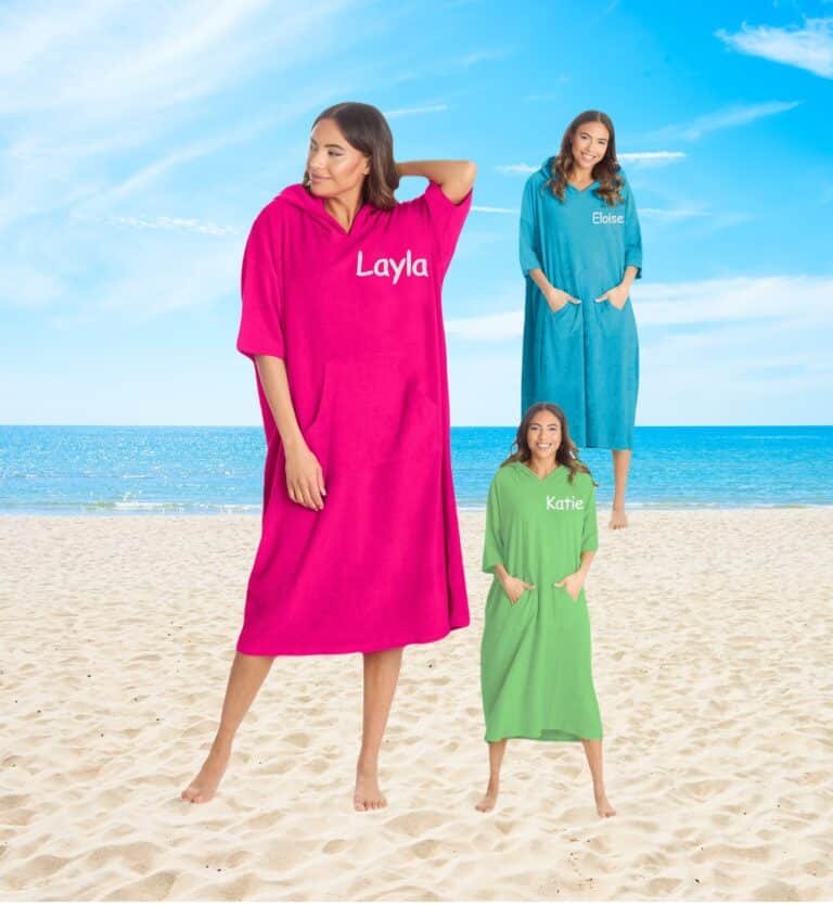 Personalised Hooded Poncho Towel Changing Robe Adult Gift