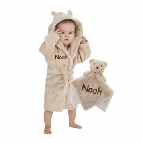 Personalised Baby Comforter and Dressing Gown Present Gift Set