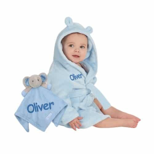 Personalised Baby Comforter and Dressing Gown Present Gift Set