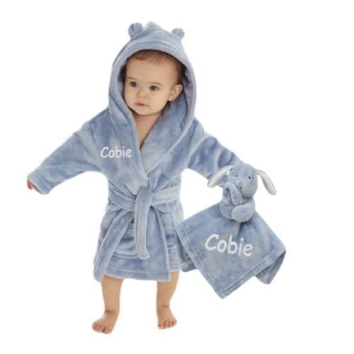 Personalised Baby Comforter and Dressing Gown Present Gift Set