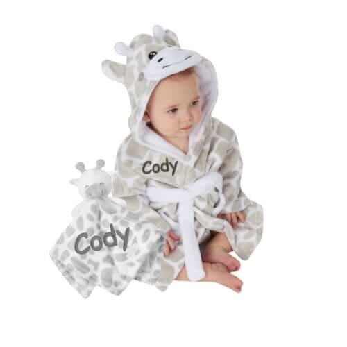 Personalised Baby Comforter and Dressing Gown Present Gift Set