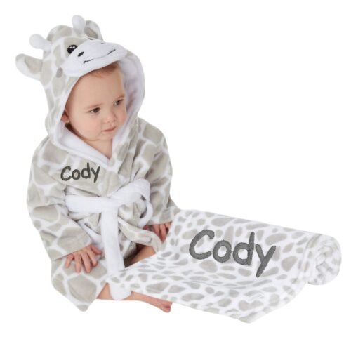 Personalised Baby Blanket and Dressing Gown Present Gift Set