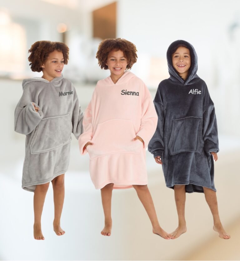 Personalised Kids Oversized Hoodie Long Ultra Soft Sherpa Giant Sweatshirt