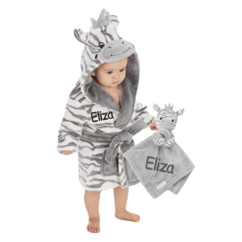 Personalised Baby Comforter and Dressing Gown Present Gift Set