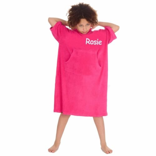 Personalised Hooded Poncho Towel Changing Robe Kids Gift